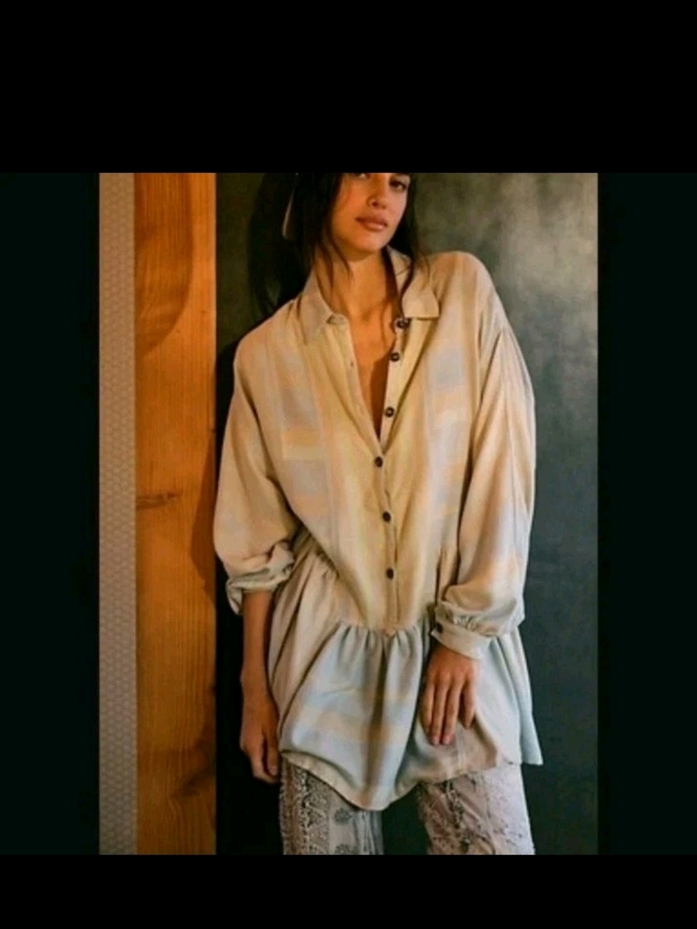 Free People Cream Button-Front
